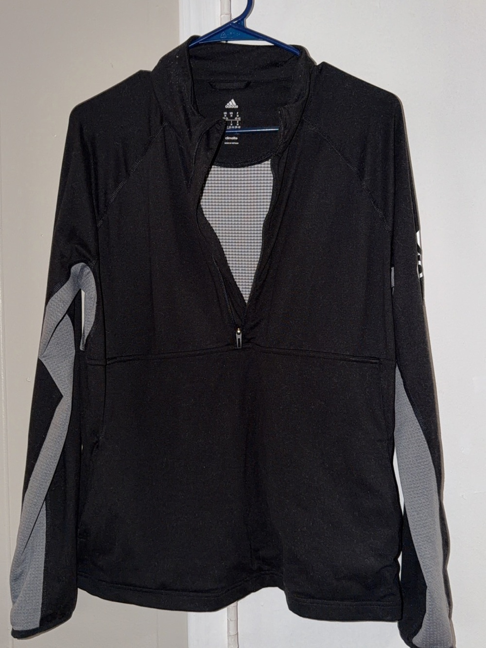 Women’s Medium Adidas Black and Gray Quarter-Zip Training Top